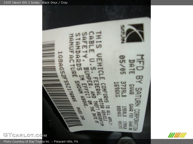 Black Onyx / Gray 2005 Saturn ION 1 Sedan
