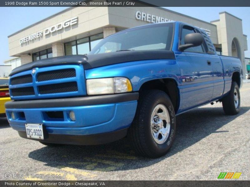 Intense Blue Pearl / Gray 1998 Dodge Ram 1500 Sport Extended Cab