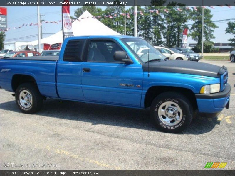 Intense Blue Pearl / Gray 1998 Dodge Ram 1500 Sport Extended Cab