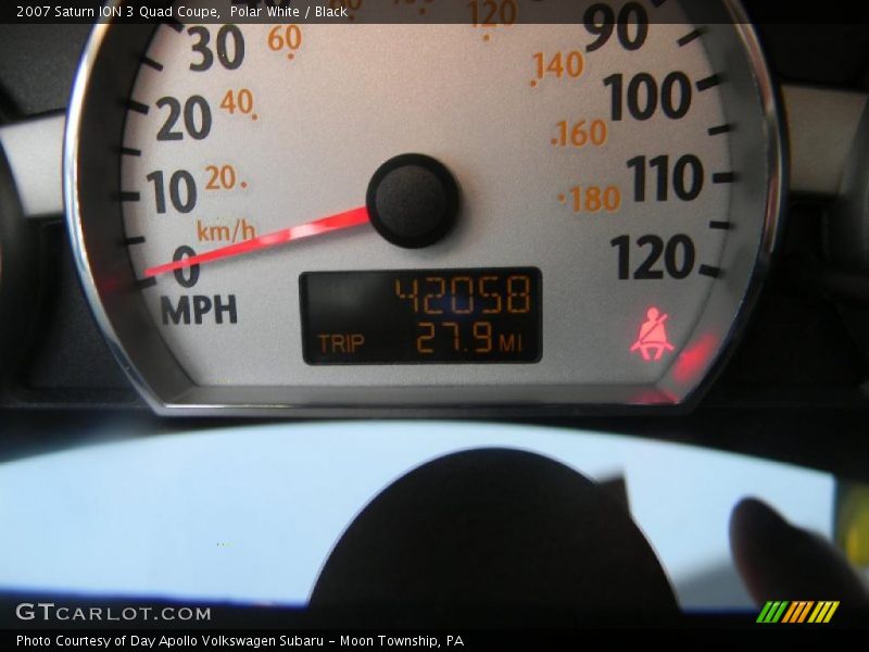 Polar White / Black 2007 Saturn ION 3 Quad Coupe