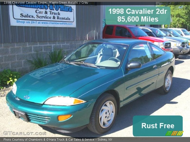 Manta Green Metallic / Gray 1998 Chevrolet Cavalier Coupe