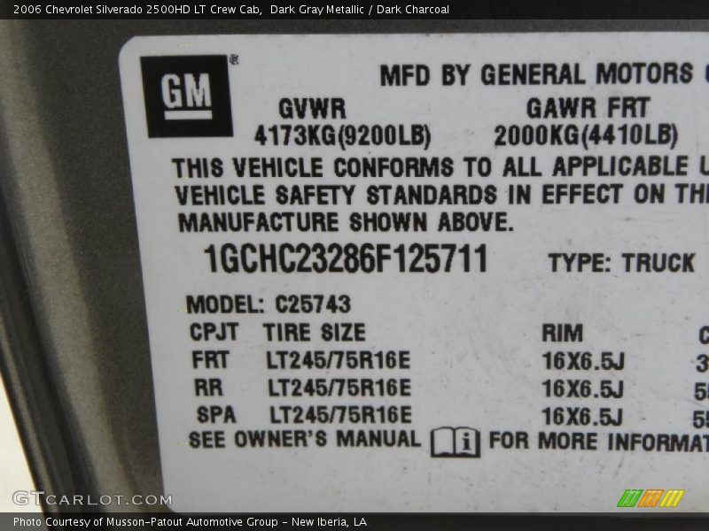 Dark Gray Metallic / Dark Charcoal 2006 Chevrolet Silverado 2500HD LT Crew Cab