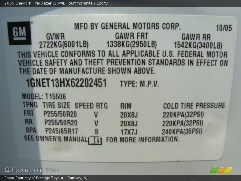Summit White / Ebony 2006 Chevrolet TrailBlazer SS AWD