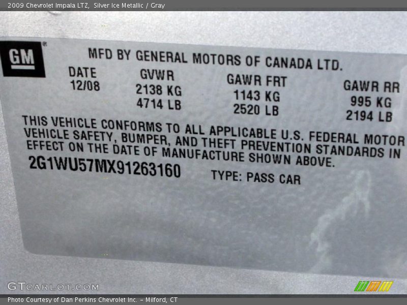 Silver Ice Metallic / Gray 2009 Chevrolet Impala LTZ