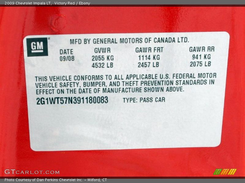 Victory Red / Ebony 2009 Chevrolet Impala LT