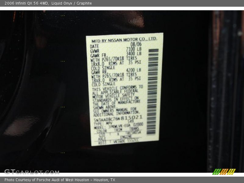 Liquid Onyx / Graphite 2006 Infiniti QX 56 4WD