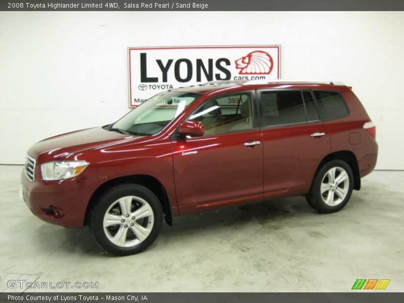 Salsa Red Pearl / Sand Beige 2008 Toyota Highlander Limited 4WD