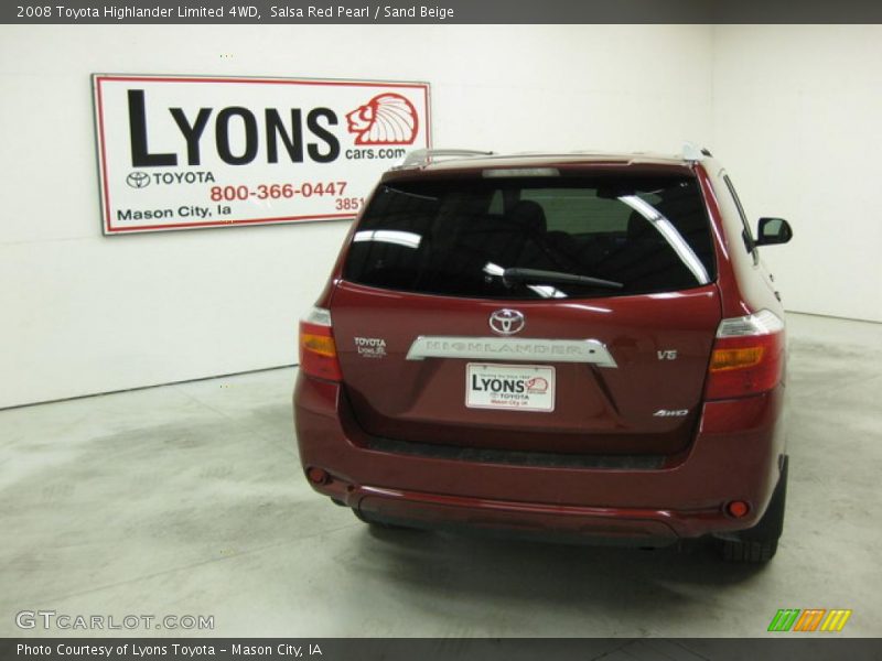 Salsa Red Pearl / Sand Beige 2008 Toyota Highlander Limited 4WD