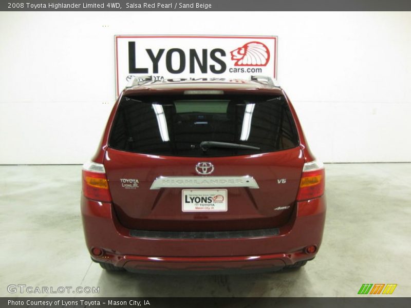 Salsa Red Pearl / Sand Beige 2008 Toyota Highlander Limited 4WD