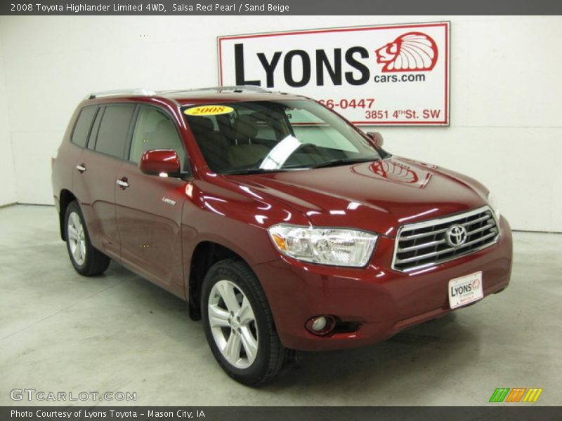 Salsa Red Pearl / Sand Beige 2008 Toyota Highlander Limited 4WD