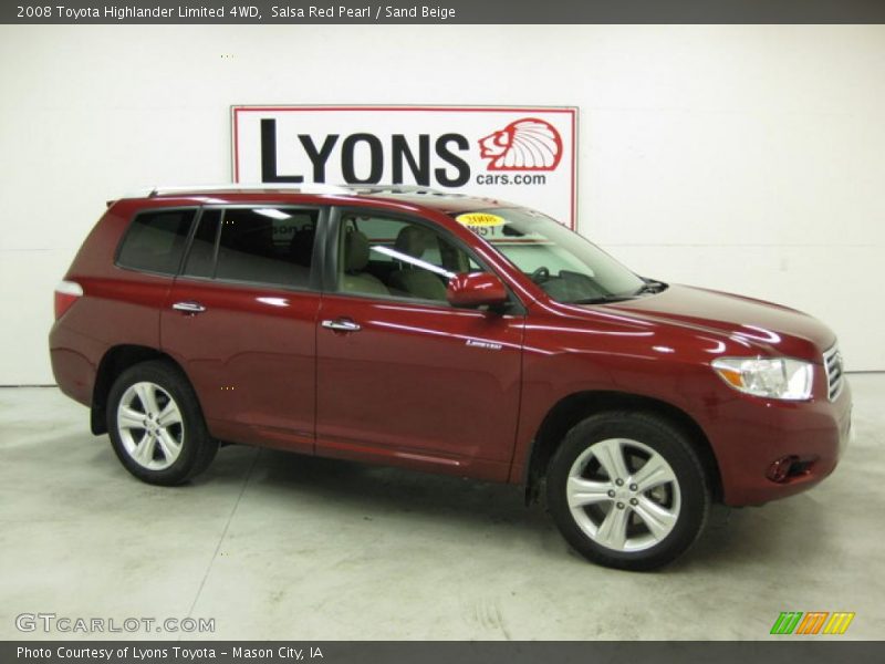 Salsa Red Pearl / Sand Beige 2008 Toyota Highlander Limited 4WD