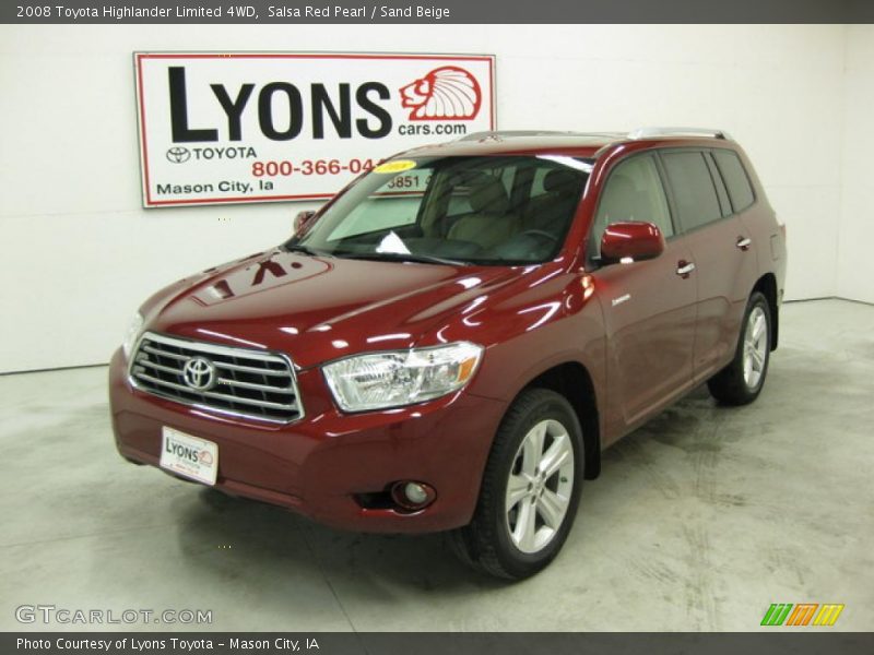 Salsa Red Pearl / Sand Beige 2008 Toyota Highlander Limited 4WD