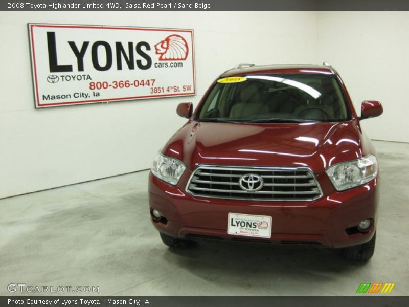 Salsa Red Pearl / Sand Beige 2008 Toyota Highlander Limited 4WD