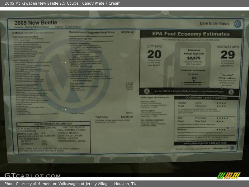 Candy White / Cream 2009 Volkswagen New Beetle 2.5 Coupe