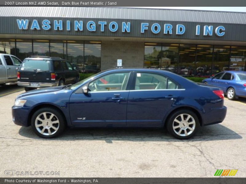 Dark Blue Pearl Metallic / Sand 2007 Lincoln MKZ AWD Sedan