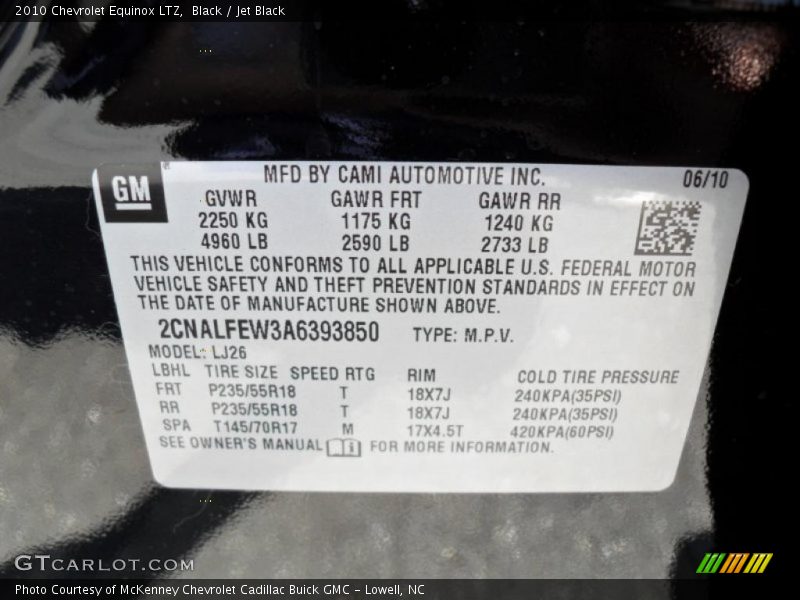 Black / Jet Black 2010 Chevrolet Equinox LTZ