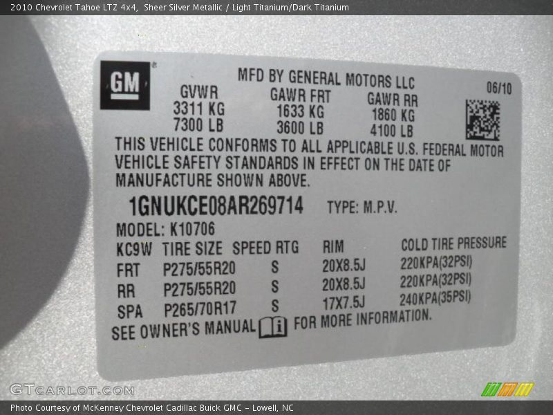 Sheer Silver Metallic / Light Titanium/Dark Titanium 2010 Chevrolet Tahoe LTZ 4x4