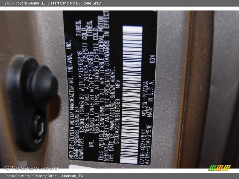 Desert Sand Mica / Stone Gray 2006 Toyota Sienna LE