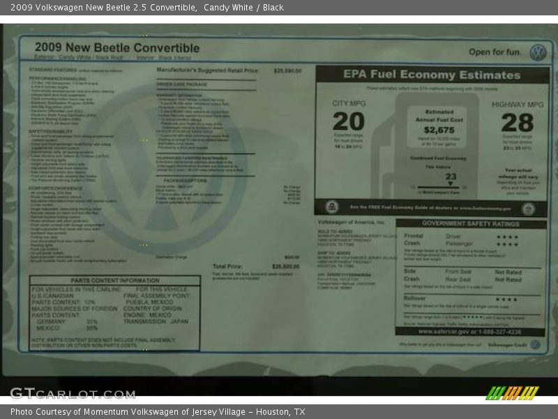 Candy White / Black 2009 Volkswagen New Beetle 2.5 Convertible