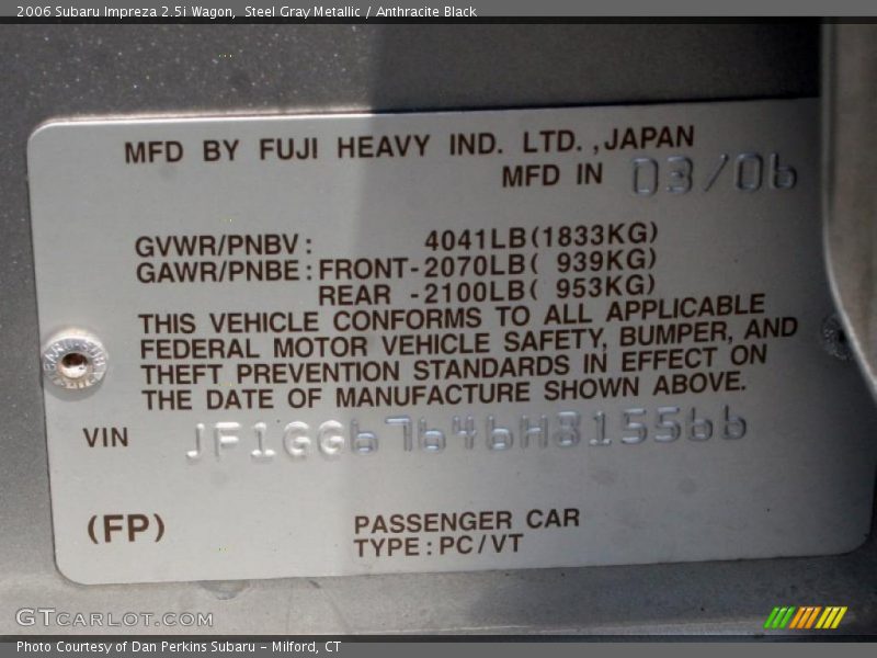 Steel Gray Metallic / Anthracite Black 2006 Subaru Impreza 2.5i Wagon