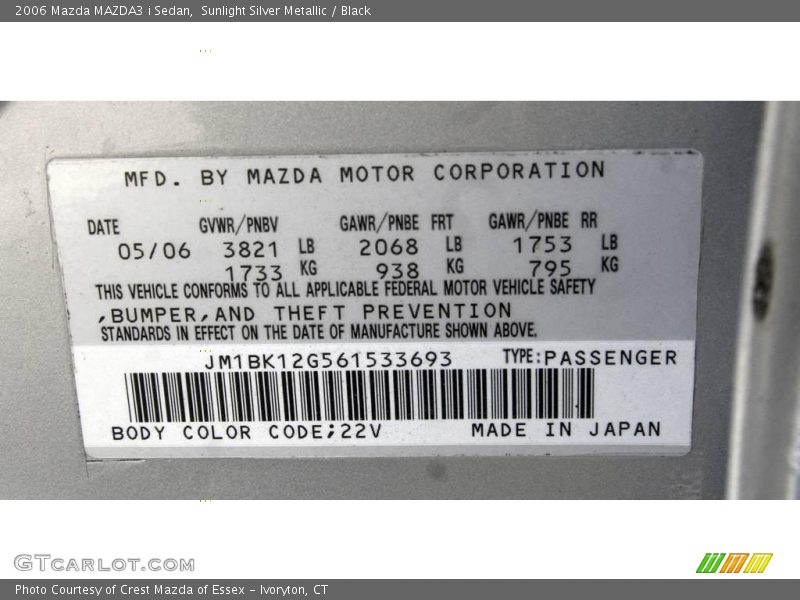 Sunlight Silver Metallic / Black 2006 Mazda MAZDA3 i Sedan