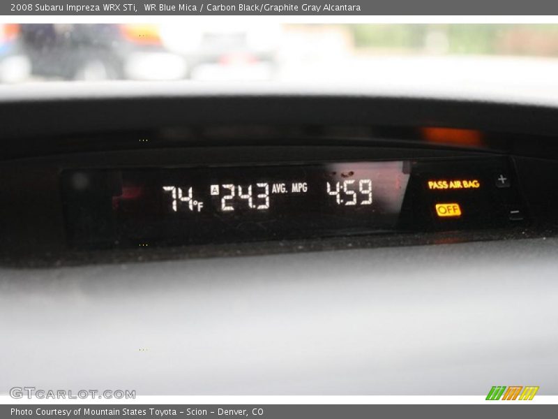 WR Blue Mica / Carbon Black/Graphite Gray Alcantara 2008 Subaru Impreza WRX STi