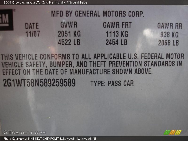 Gold Mist Metallic / Neutral Beige 2008 Chevrolet Impala LT