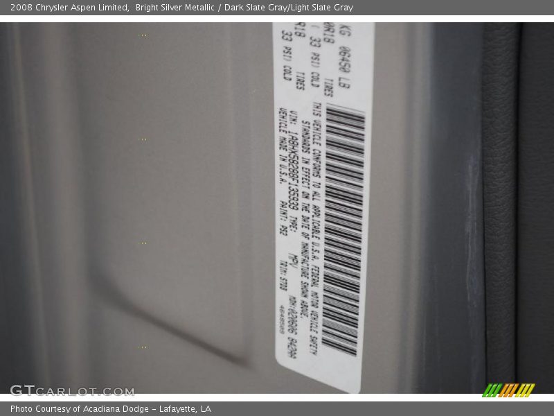 Bright Silver Metallic / Dark Slate Gray/Light Slate Gray 2008 Chrysler Aspen Limited