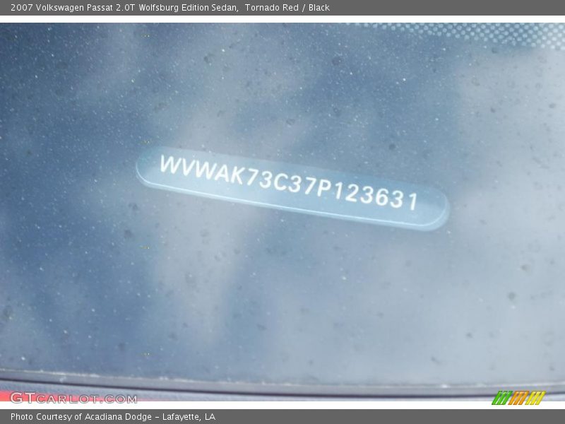 Tornado Red / Black 2007 Volkswagen Passat 2.0T Wolfsburg Edition Sedan