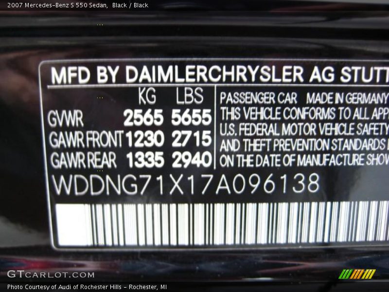 Black / Black 2007 Mercedes-Benz S 550 Sedan