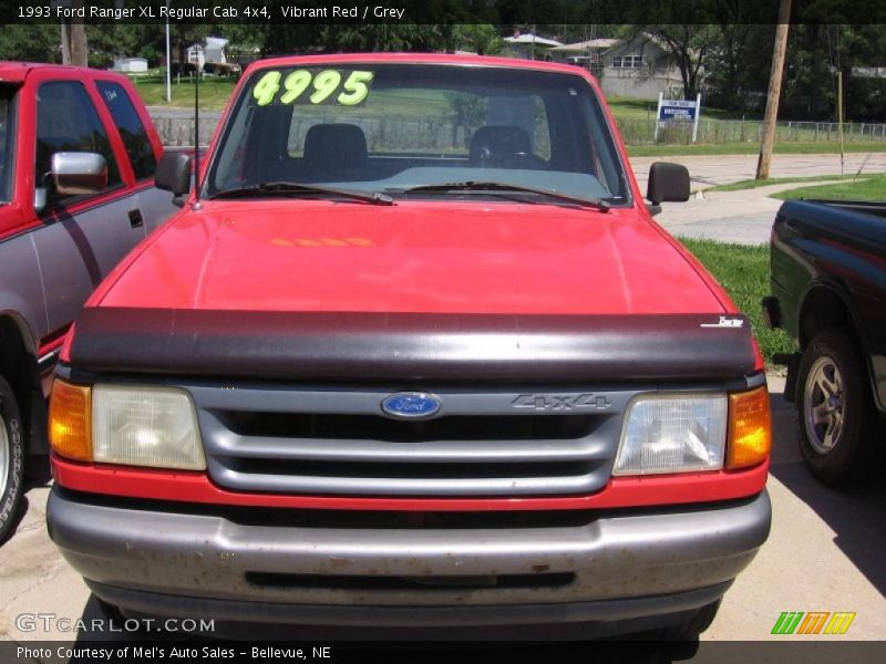Vibrant Red / Grey 1993 Ford Ranger XL Regular Cab 4x4