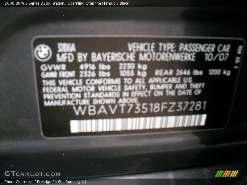 Sparkling Graphite Metallic / Black 2008 BMW 3 Series 328xi Wagon