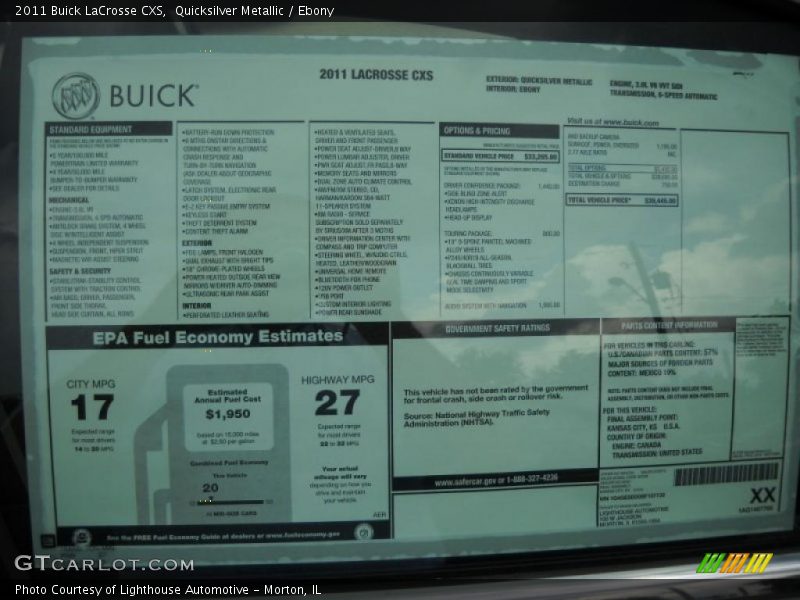 Quicksilver Metallic / Ebony 2011 Buick LaCrosse CXS