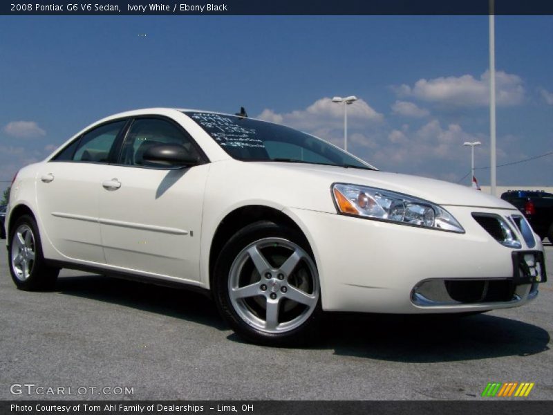 Ivory White / Ebony Black 2008 Pontiac G6 V6 Sedan