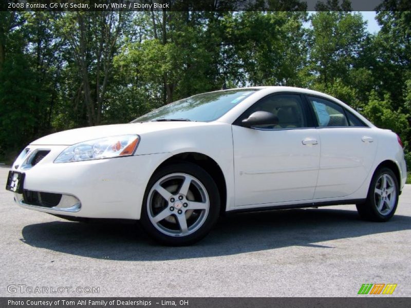 Ivory White / Ebony Black 2008 Pontiac G6 V6 Sedan