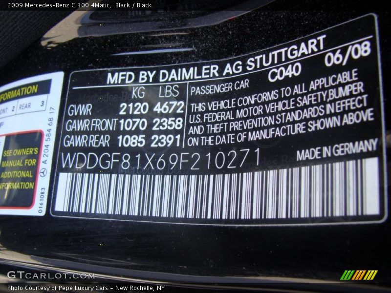 Black / Black 2009 Mercedes-Benz C 300 4Matic