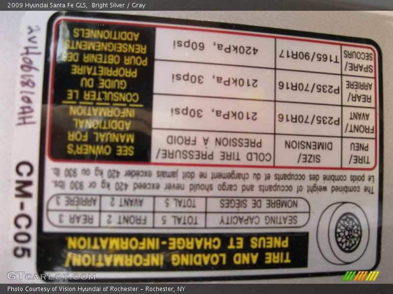 Bright Silver / Gray 2009 Hyundai Santa Fe GLS