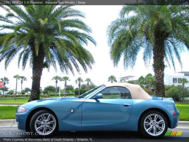 Maldives Blue Metallic / Beige 2003 BMW Z4 3.0i Roadster