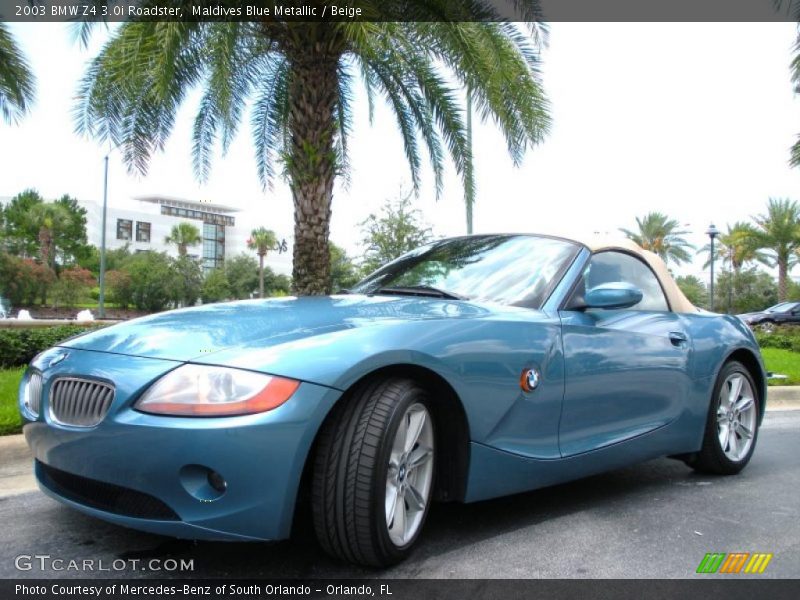 Maldives Blue Metallic / Beige 2003 BMW Z4 3.0i Roadster