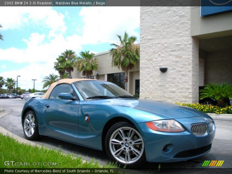 Maldives Blue Metallic / Beige 2003 BMW Z4 3.0i Roadster