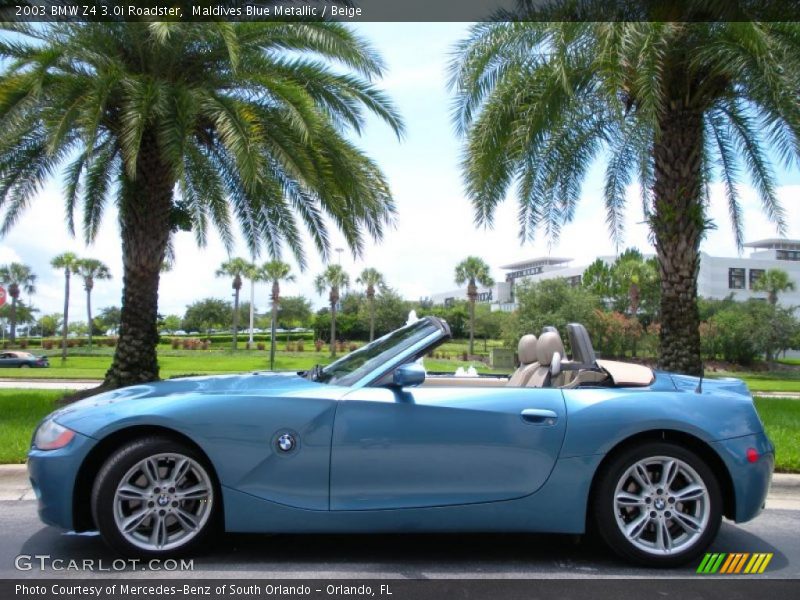 Maldives Blue Metallic / Beige 2003 BMW Z4 3.0i Roadster