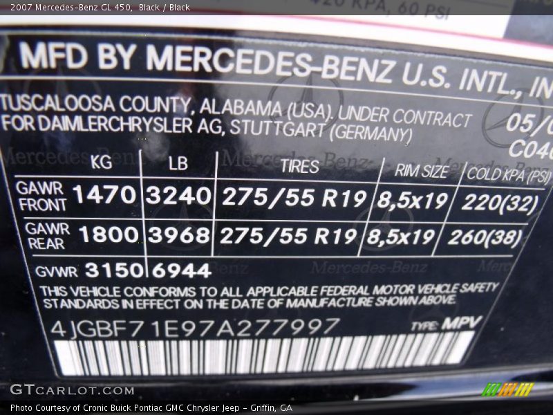 Black / Black 2007 Mercedes-Benz GL 450