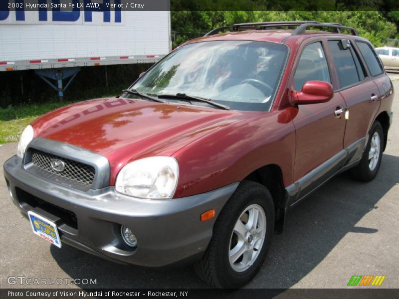 Merlot / Gray 2002 Hyundai Santa Fe LX AWD