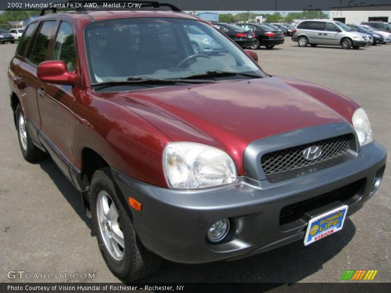 Merlot / Gray 2002 Hyundai Santa Fe LX AWD
