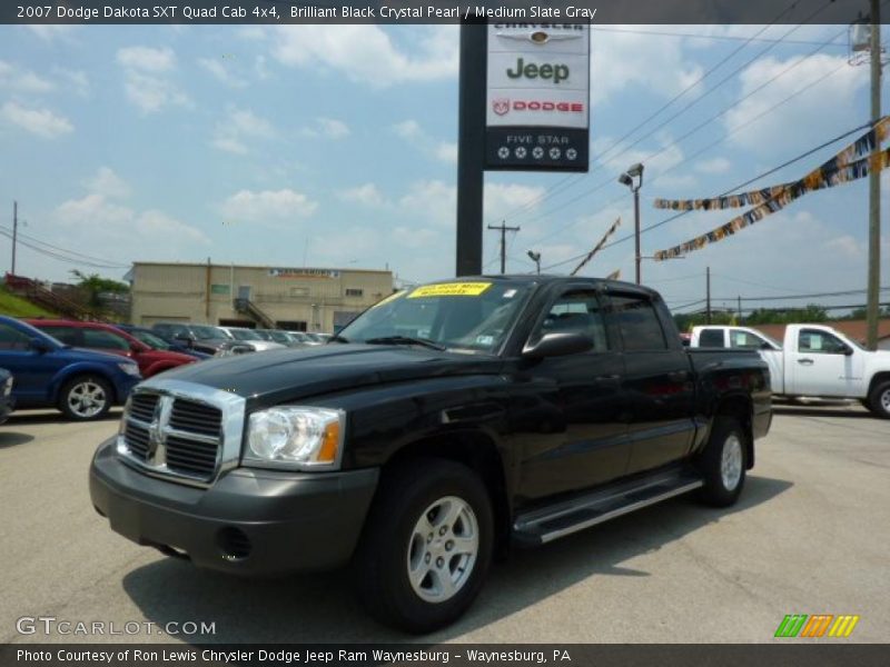 Brilliant Black Crystal Pearl / Medium Slate Gray 2007 Dodge Dakota SXT Quad Cab 4x4