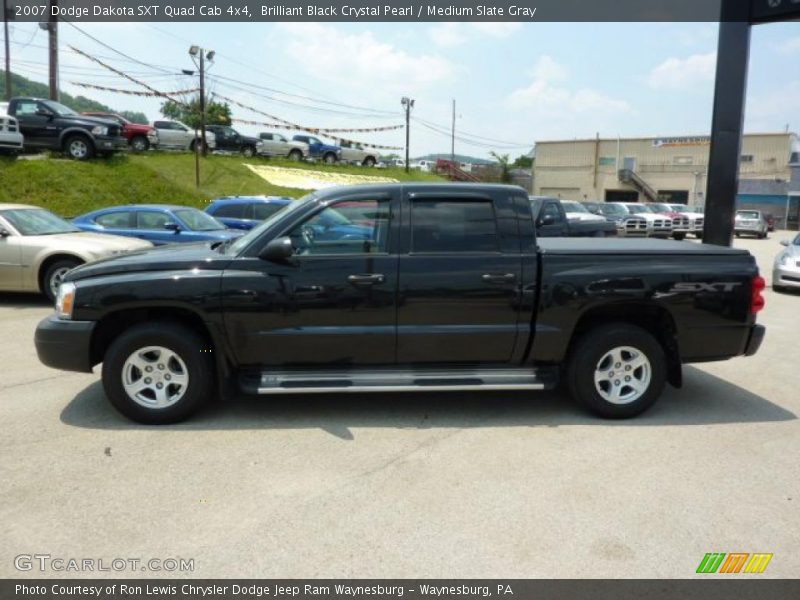 Brilliant Black Crystal Pearl / Medium Slate Gray 2007 Dodge Dakota SXT Quad Cab 4x4