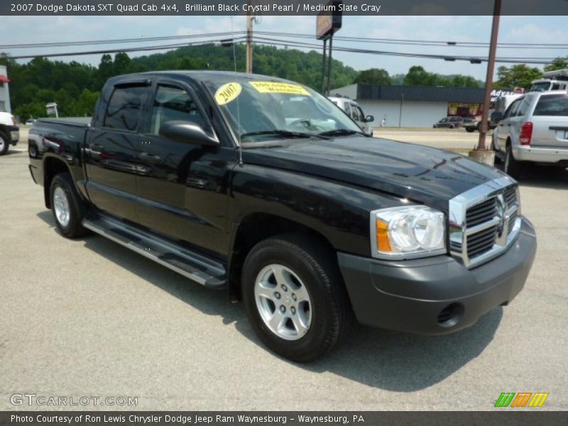 Brilliant Black Crystal Pearl / Medium Slate Gray 2007 Dodge Dakota SXT Quad Cab 4x4