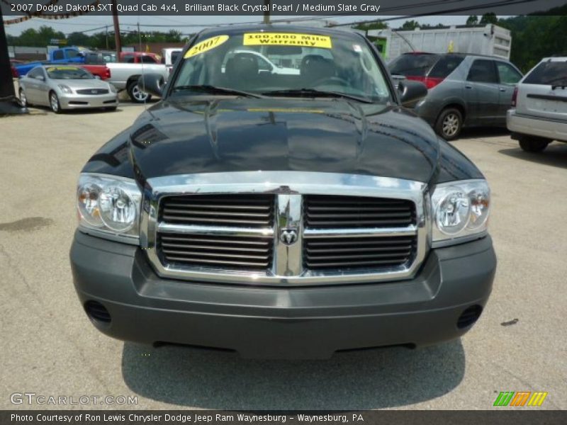 Brilliant Black Crystal Pearl / Medium Slate Gray 2007 Dodge Dakota SXT Quad Cab 4x4