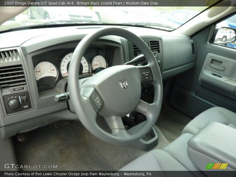 Brilliant Black Crystal Pearl / Medium Slate Gray 2007 Dodge Dakota SXT Quad Cab 4x4
