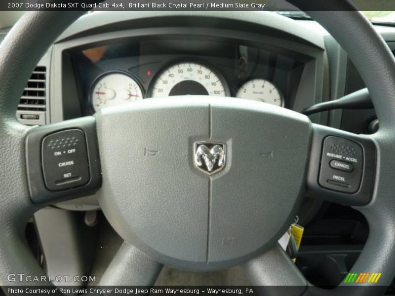 Brilliant Black Crystal Pearl / Medium Slate Gray 2007 Dodge Dakota SXT Quad Cab 4x4